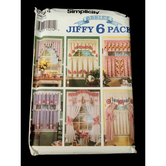 Vtg Simplicity 8924 Jiffy Valance Swag Cafe Curtains Curtain Panels 6 Pack Uncut - Picture 1 of 5